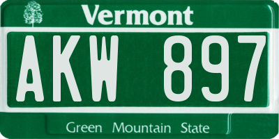 VT license plate AKW897