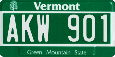 VT license plate AKW901