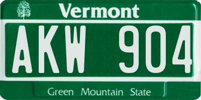 VT license plate AKW904