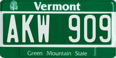 VT license plate AKW909