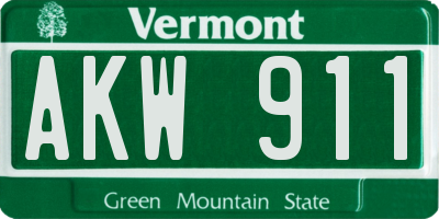 VT license plate AKW911