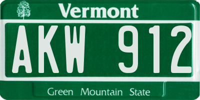 VT license plate AKW912