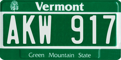 VT license plate AKW917