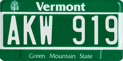 VT license plate AKW919