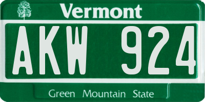VT license plate AKW924