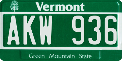 VT license plate AKW936
