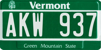VT license plate AKW937