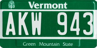 VT license plate AKW943