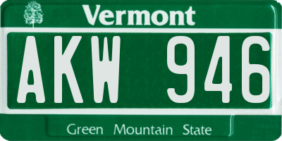 VT license plate AKW946