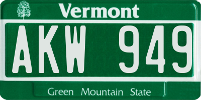 VT license plate AKW949