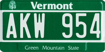 VT license plate AKW954