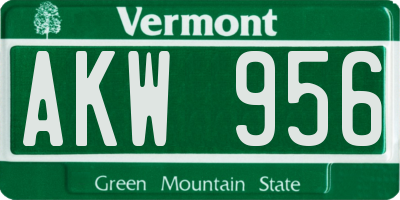 VT license plate AKW956