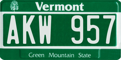 VT license plate AKW957