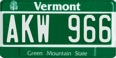 VT license plate AKW966