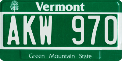 VT license plate AKW970