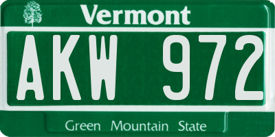 VT license plate AKW972