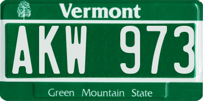 VT license plate AKW973