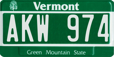 VT license plate AKW974