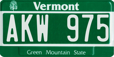 VT license plate AKW975