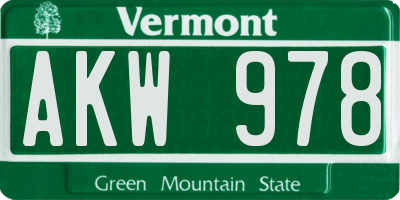VT license plate AKW978