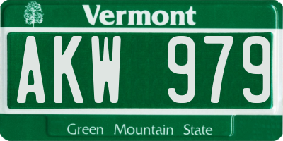 VT license plate AKW979
