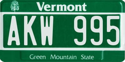 VT license plate AKW995