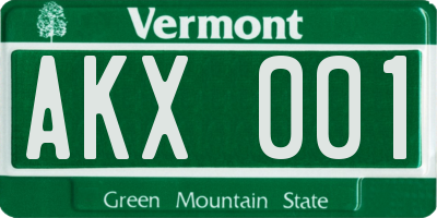 VT license plate AKX001