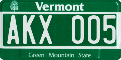 VT license plate AKX005