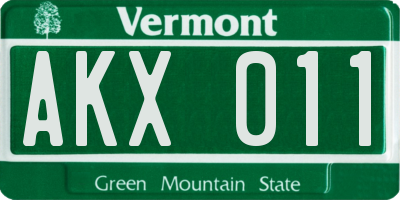 VT license plate AKX011
