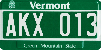 VT license plate AKX013