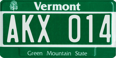 VT license plate AKX014