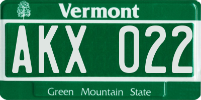 VT license plate AKX022