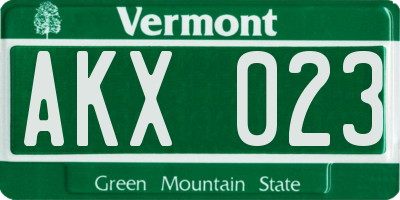 VT license plate AKX023