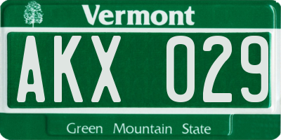 VT license plate AKX029