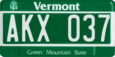 VT license plate AKX037