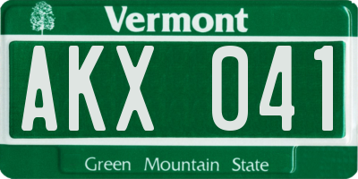 VT license plate AKX041