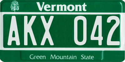 VT license plate AKX042