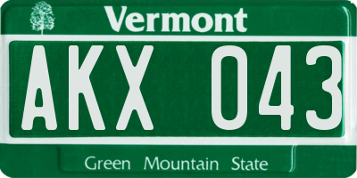 VT license plate AKX043
