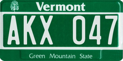 VT license plate AKX047