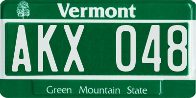 VT license plate AKX048
