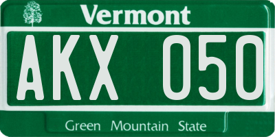 VT license plate AKX050