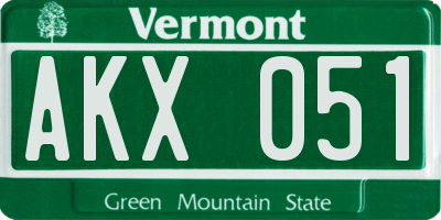 VT license plate AKX051