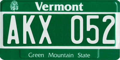 VT license plate AKX052