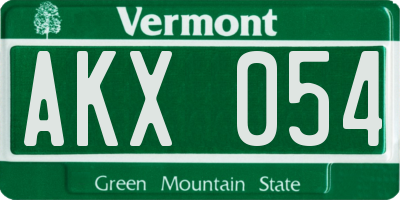 VT license plate AKX054