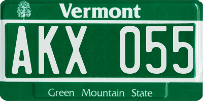 VT license plate AKX055