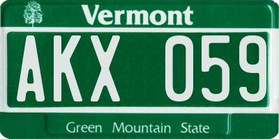 VT license plate AKX059