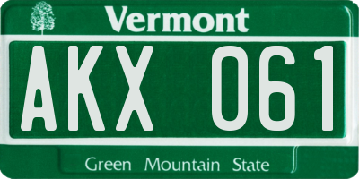 VT license plate AKX061