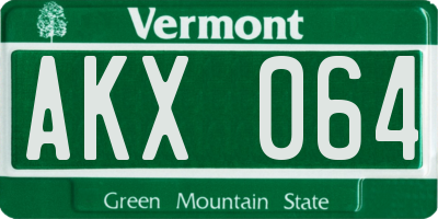 VT license plate AKX064