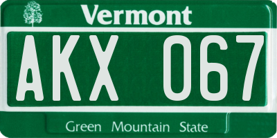 VT license plate AKX067