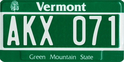 VT license plate AKX071